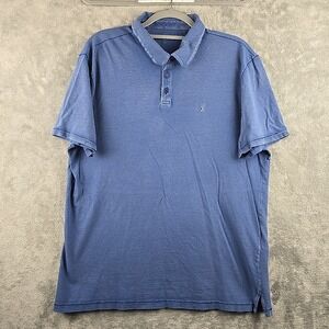 John Varvatos Polo Shirt Mens XL‎ Blue Embroidered Peace Sign Casual Classic